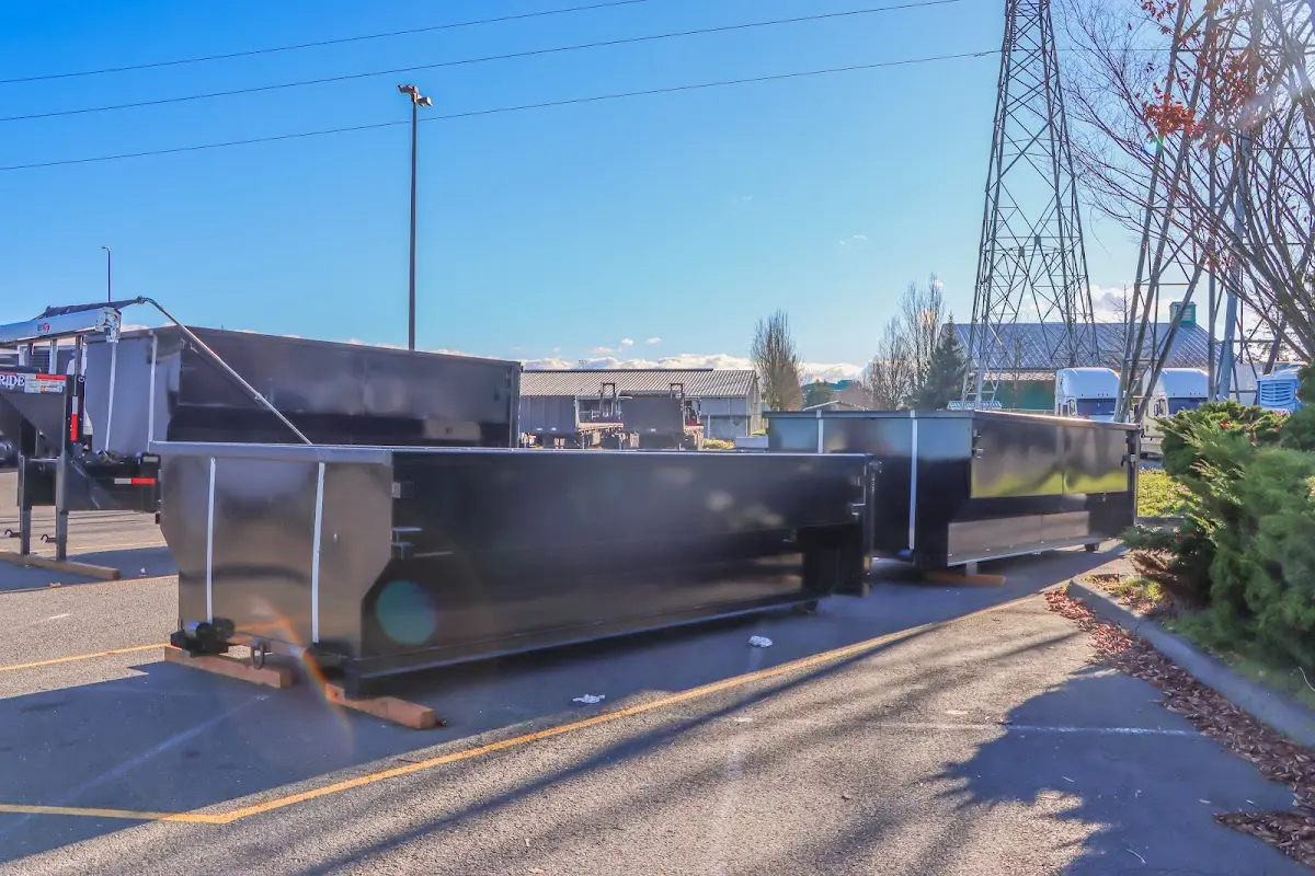 Roll-off dumpster ready for waste disposal at job site for 2 Yard Dumpster Rental in East Lampeter